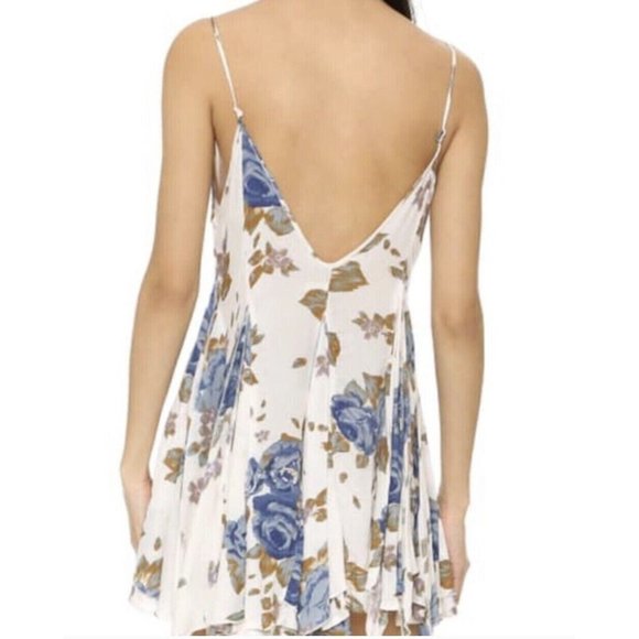 Intimately Free People XS Alyson tank slip mini dress tunic cream blue floral - Picture 3 of 9